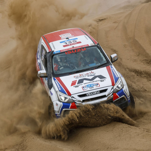 ISUZU rally team in the new mu-X ready for Silk Way Rally challenge